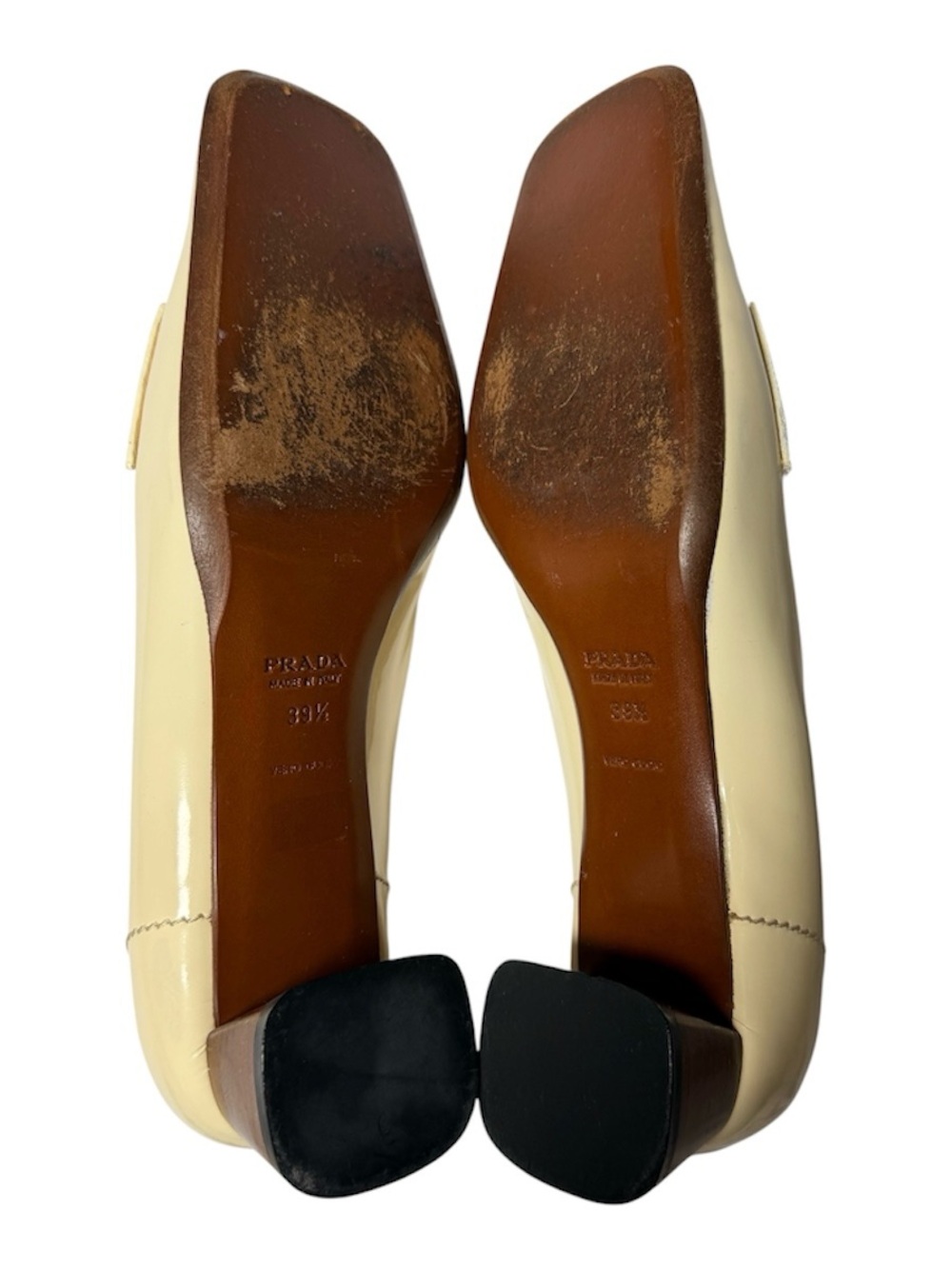 Vintage Prada Ivory Patent Leather Square Toe Loafers Size 39.5 - Picture 4 of 8